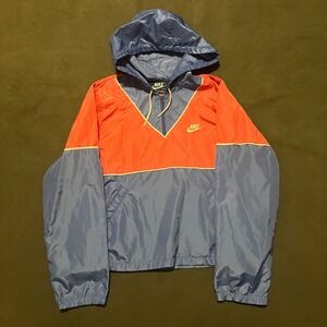 VTG 80s Nike Windbreaker Jacket Womens Medium Blue Pink Colorblock Blue Tag Rare